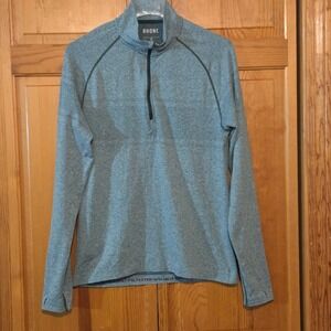 Rhone Reign 1/4 Zip Pullover Mens Medium Heathered Teal Green Long Sleeve Top